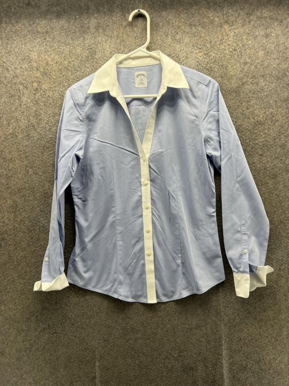 Brooks Brothers Shirt Women 4 Blue Trim Long Sleeve Button Up Non Iron Fitted